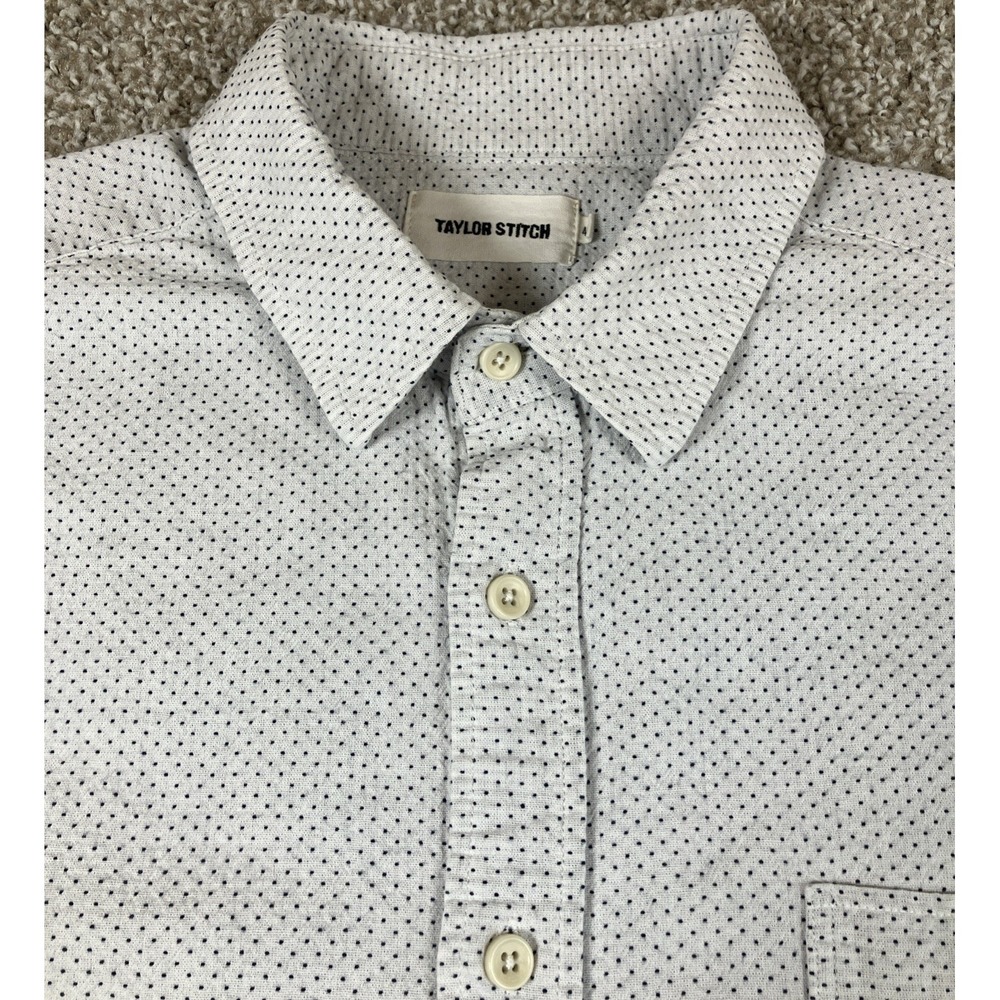 Taylor Stitch Button Shirt Long Sleeve Micro Dot Size 44 100%‎ Organic Cotton